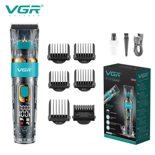 VGR V-695 2022 Popular IPX7 Professional Multifunction Customized Low Noise Electric Transparent Hair Clipper for Men
