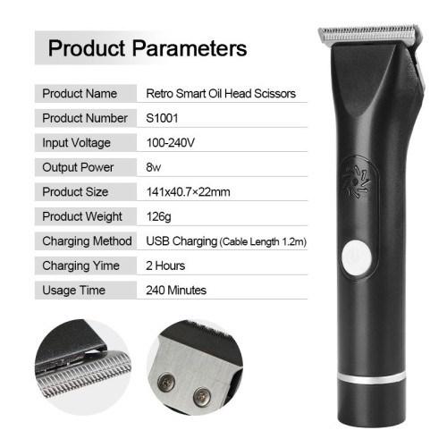 Customized USB Charging Rechargeable Oil Head Electric Hair Clipper Trimmers