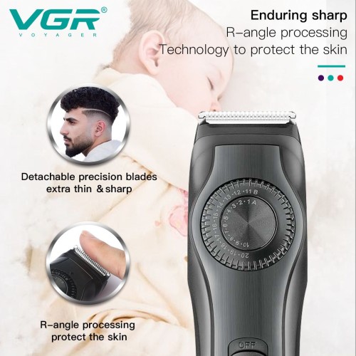 VGR V-028B Adjustable Professional Electric Beard Trimmer Best Barber Shop Cordless Hair Clipper Trimmer for Men