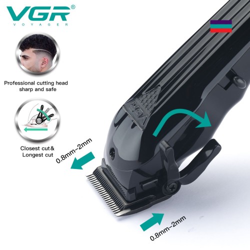 VGR V-282 Adjustable Best Powerful Professional Rechargeable Electric Barber Cordless Hair Clipper Beard Trimmer for Men