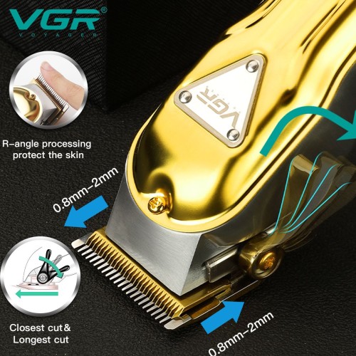 VGR V-140 High Quality Electric Hair Trimmer Professional Barber Metal Rechargeable Hair Clipper Cordless for Men
