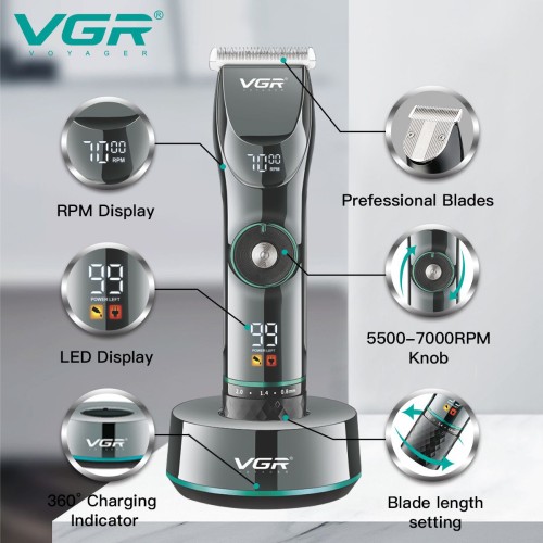 VGR V-256 hair trimmer cutting machine Professional Cordless Rechargeable barber supplies hair clippers for Men