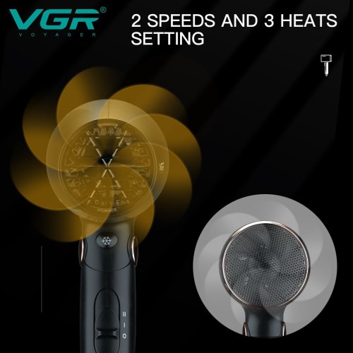 VGR V-439 Powerful Motor DC Mini Low Noise Professional Fast Dry Electric Travel Hair Blow Dryer with Foldable Handle