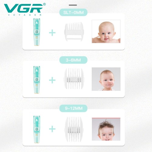 VGR V-151 Household IPX7 Waterproof Rechargeable Baby Hair Trimmer Ceramic Blade Silent Baby Hair Clipper for Kids