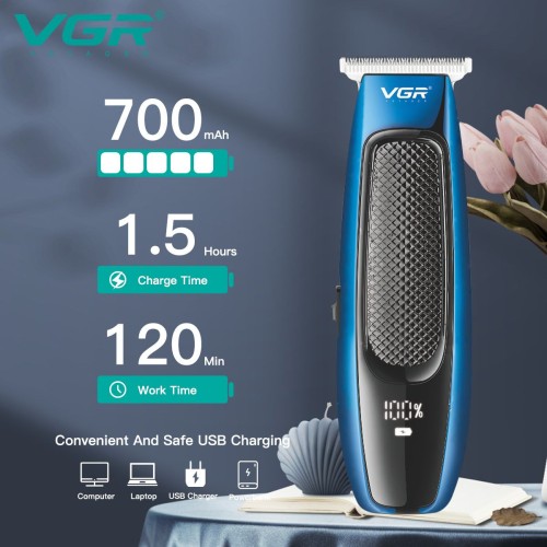 VGR V-255 zero cutting blade IPX7 waterproof low noise cordless hair clipper professional electric hair trimmer for men