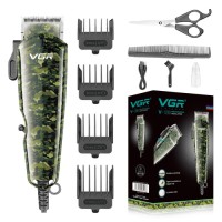 VGR V-126 Low Noise Adjustable Powerful Motor Professional Barber Shop Electric Hair Clippers for Men