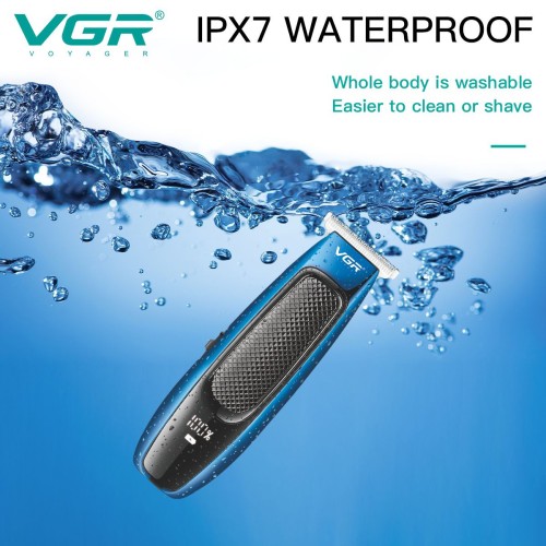 VGR V-255 zero cutting blade IPX7 waterproof low noise cordless hair clipper professional electric hair trimmer for men
