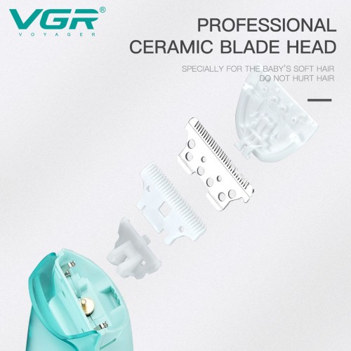 VGR V-151 Household IPX7 Waterproof Rechargeable Baby Hair Trimmer Ceramic Blade Silent Baby Hair Clipper for Kids
